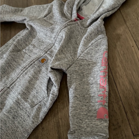 18 month Carhartt coverall toddler onesie one piece zipper outfit with hood - Picture 3 of 7